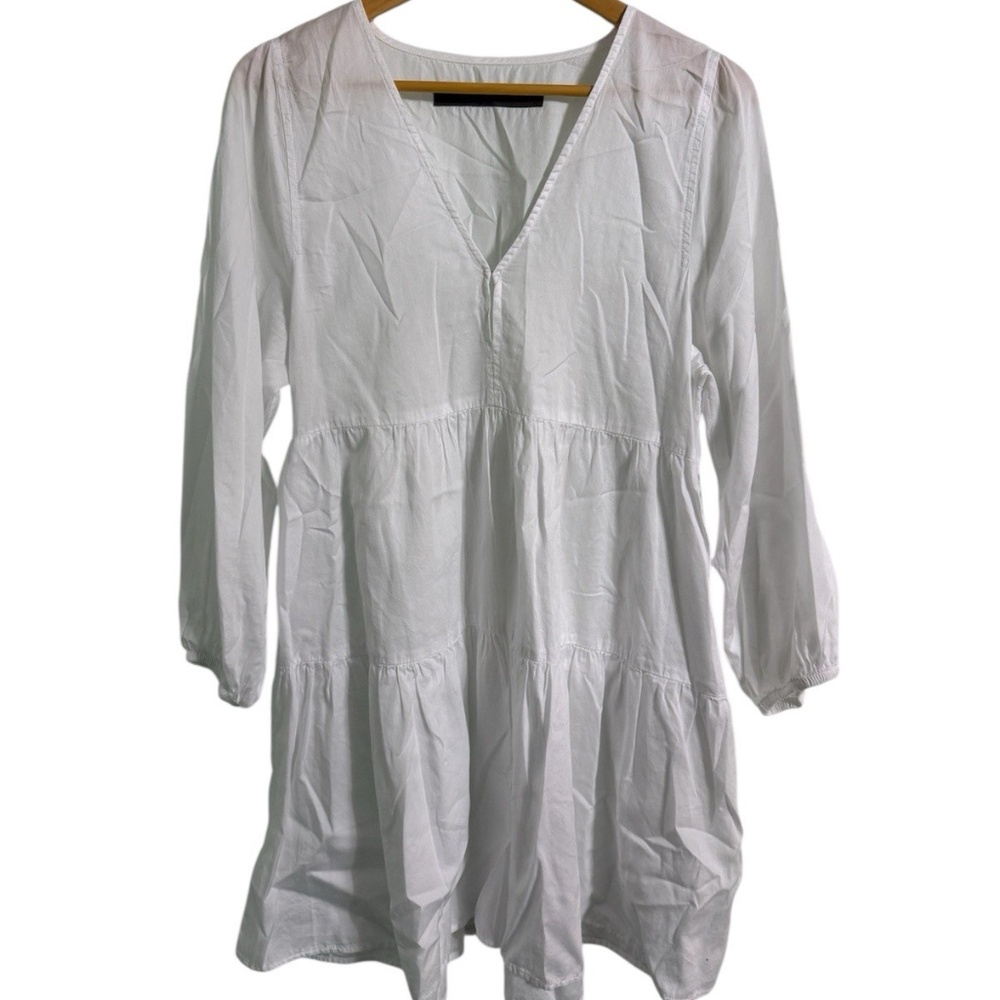 Enza Costa Tiered Cotton-poplin Mini Dress In White Size 1 / US 4